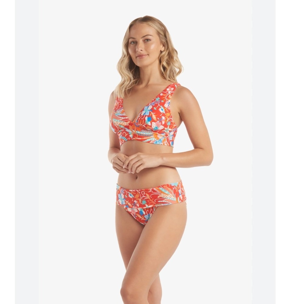Helen Jon Womens Floral Paisley High Waisted Bikini Set Red Orange XS - Picture 8 of 10